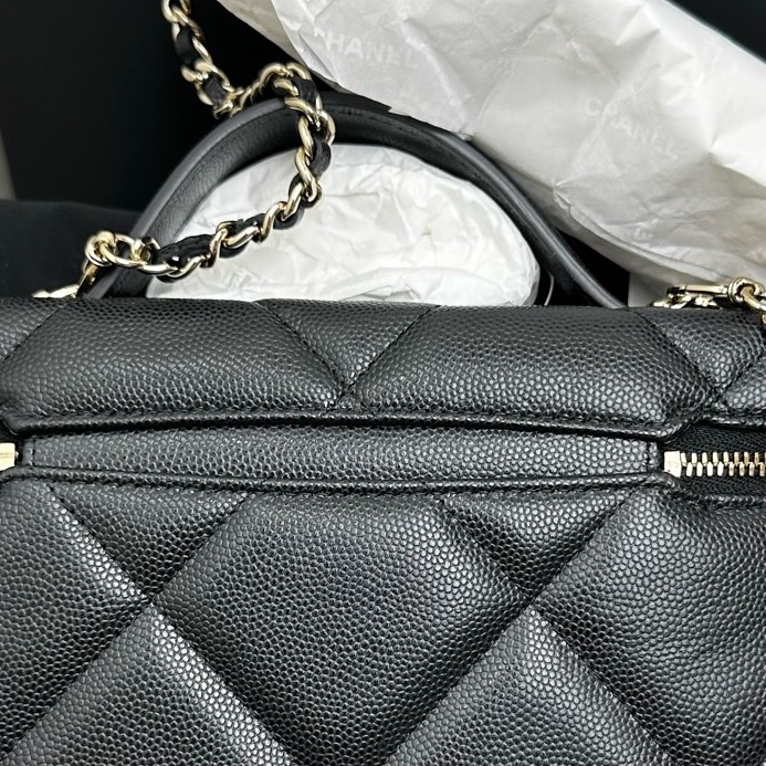 【全❤️全套帶票 】Chanel 25P黑色金扣大零格紋荔枝牛皮LP飯盒包 斜挎包-5