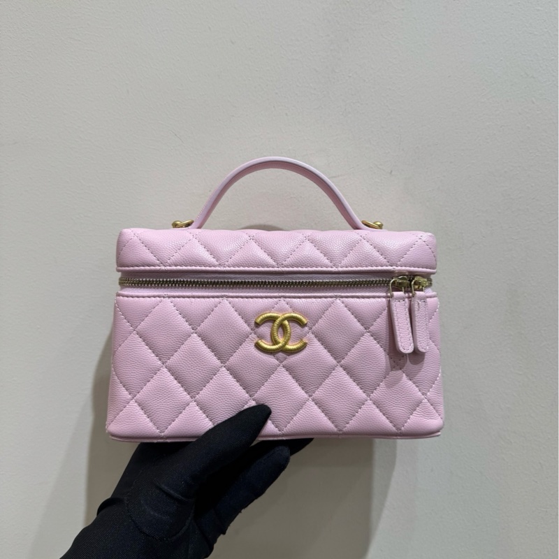 【閒置❤️全套】Chanel 25P飯盒包手柄長盒子櫻花粉拉絲金扣荔枝牛皮 斜挎包-1