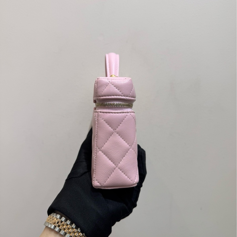 【閒置❤️全套】Chanel 25P飯盒包手柄長盒子櫻花粉拉絲金扣荔枝牛皮 斜挎包-3