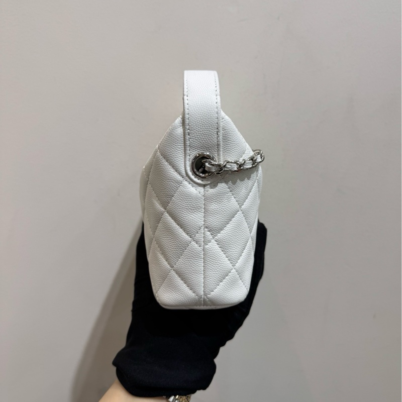 【99❤️全套】Chanel 25B星星鑽扣飯盒包 白色銀扣荔枝紋牛皮 鏈條可拆卸 斜挎包-5
