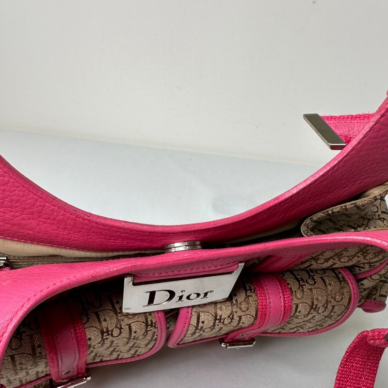 DIOR 粉拼老花多口袋肩背包-6