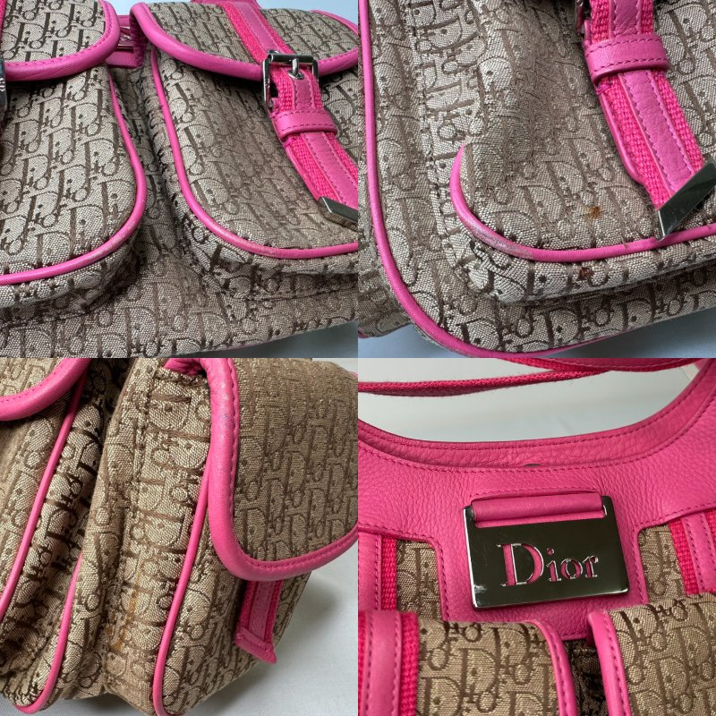 DIOR 粉拼老花多口袋肩背包-9