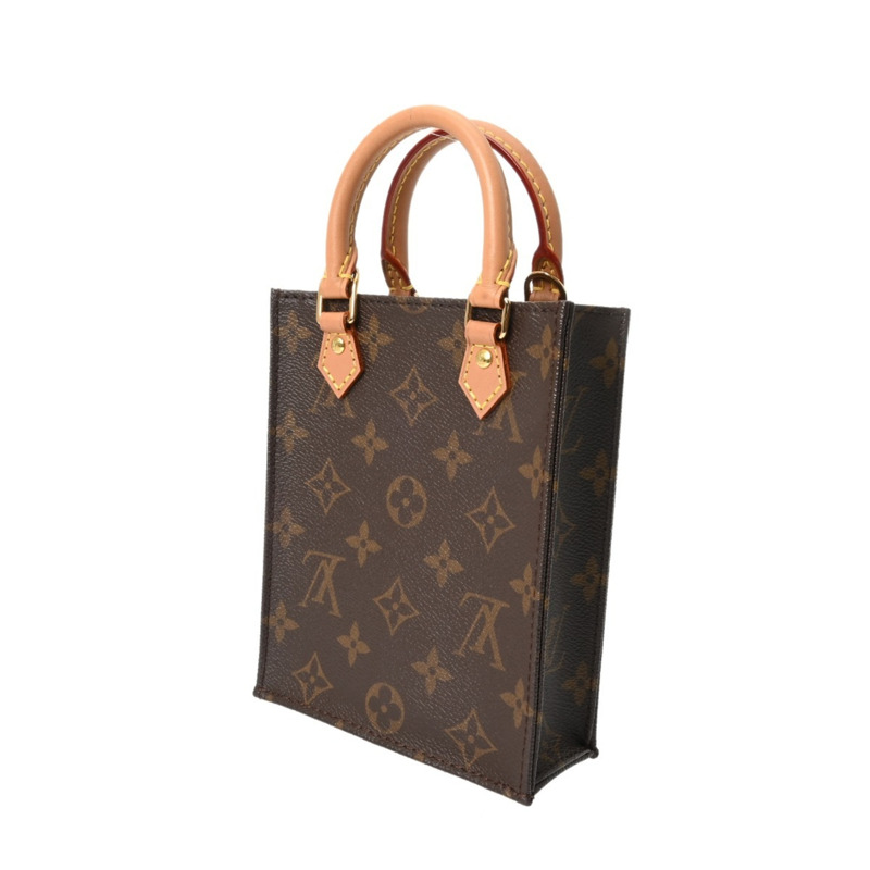 LOUIS VUITTON Monogram Petite Sac Plat(舊款)棕色 M69442 女士帆布手提包-2