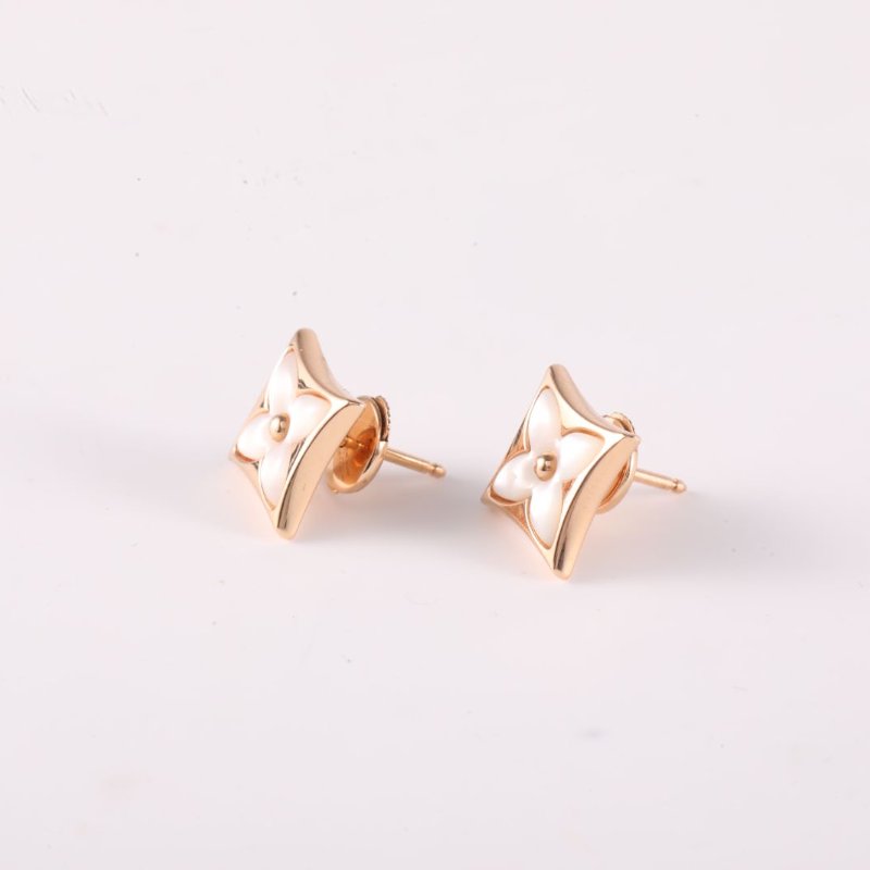 18K玫瑰金 白貝母 玫瑰金 Blossom 四葉草 耳釘 18K-3