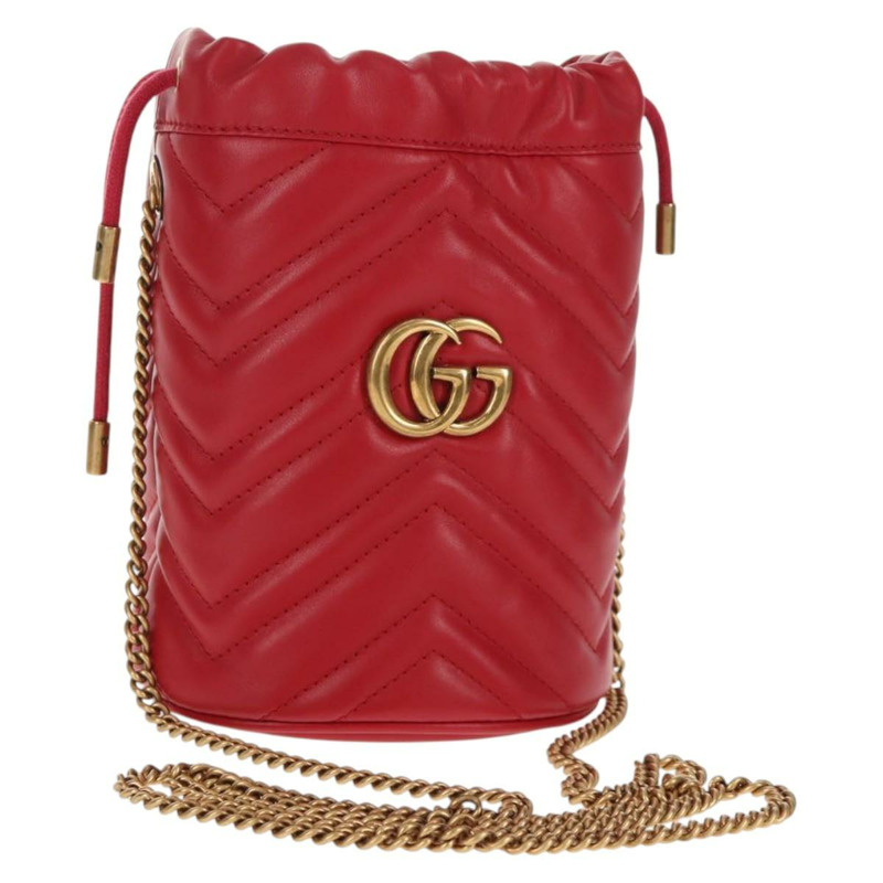【日本直送】GUCCI 鏈條單肩包 皮革 紅金色 575163 正品 135268M-0