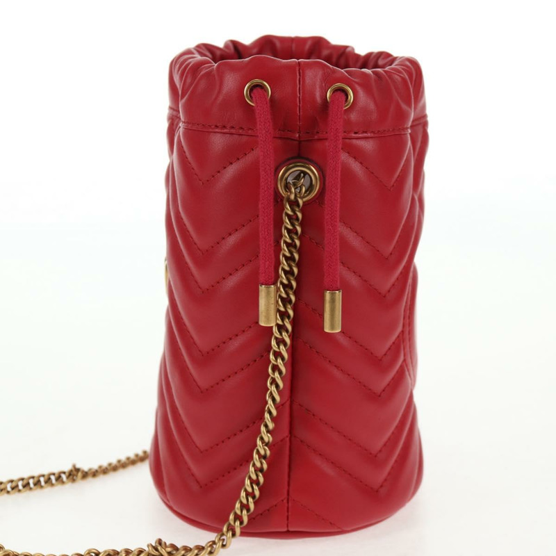 【日本直送】GUCCI 鏈條單肩包 皮革 紅金色 575163 正品 135268M-2