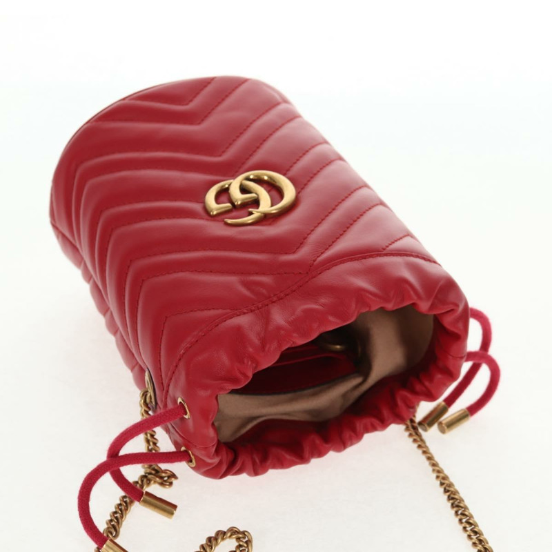 【日本直送】GUCCI 鏈條單肩包 皮革 紅金色 575163 正品 135268M-5