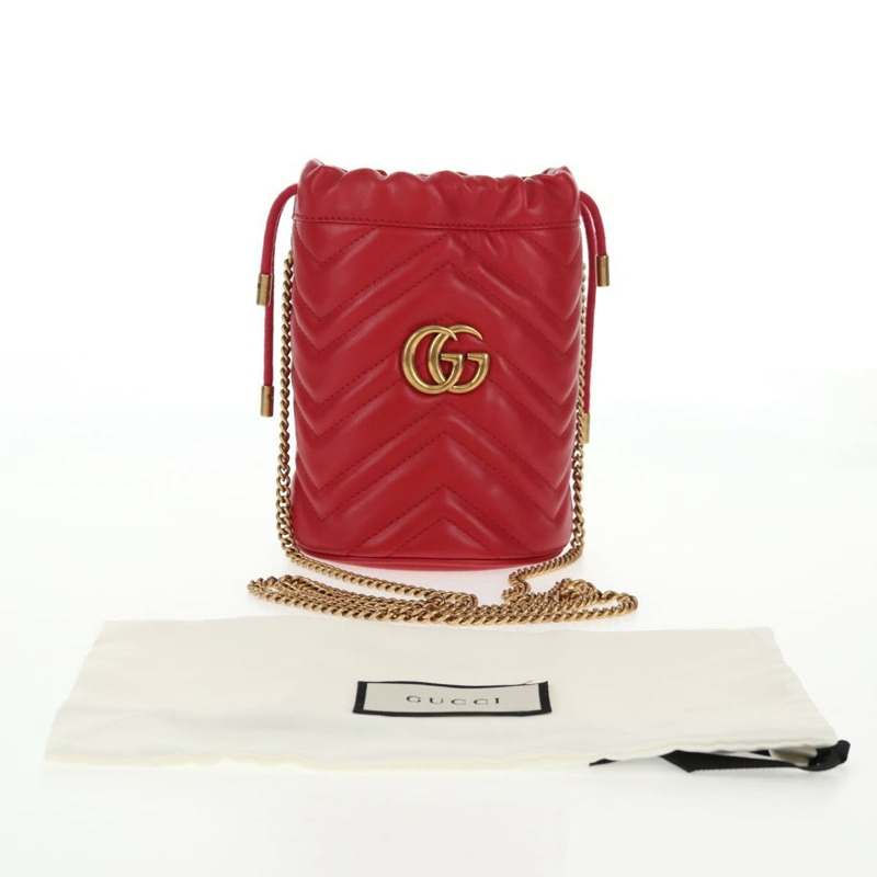【日本直送】GUCCI 鏈條單肩包 皮革 紅金色 575163 正品 135268M-11