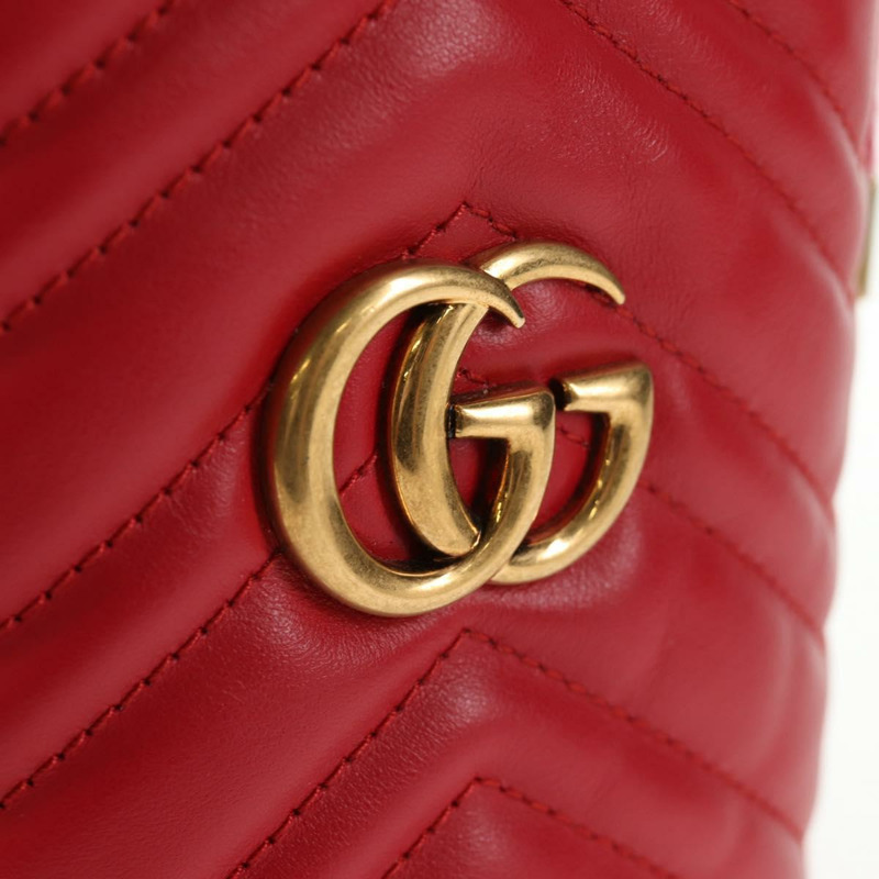 【日本直送】GUCCI 鏈條單肩包 皮革 紅金色 575163 正品 135268M-17