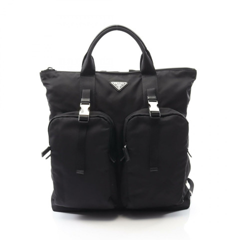 PRADA TESSUTO MONTAGN Rucksack 背包 2VG053 尼龍 Saffiano 皮革 黑色