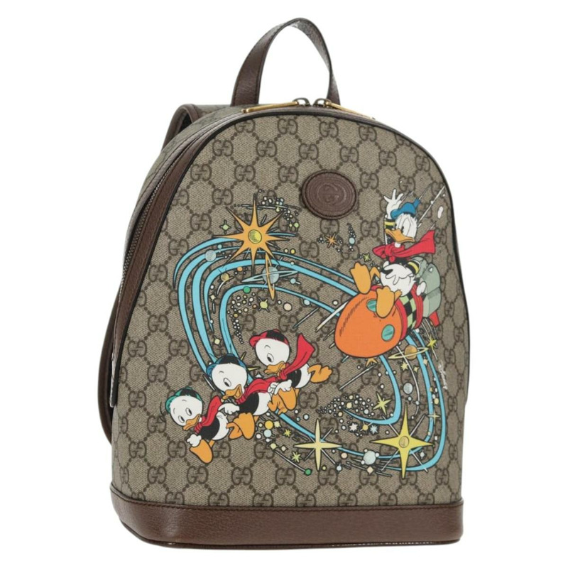 【日本直送】GUCCI GG Supreme Disney 合作款背包 PVC 米金色 552884 Auth141154M-0