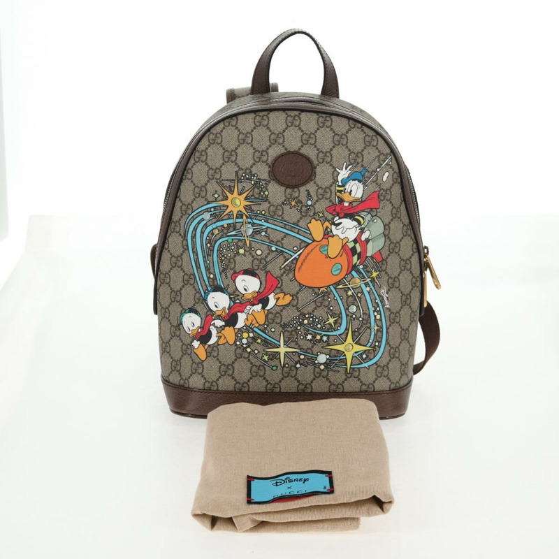 【日本直送】GUCCI GG Supreme Disney 合作款背包 PVC 米金色 552884 Auth141154M-11