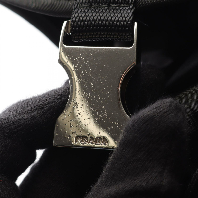 PRADA TESSUTO MONTAG 背包背包尼龍 Saffiano 皮革黑色二手-4