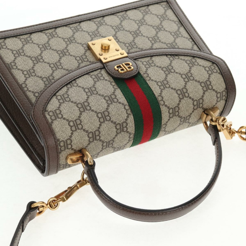 【日本直送】GUCCI Balenciaga 合作款 Web Sherry Line 包款 PVC 米色 680119 Auth135820SM-5