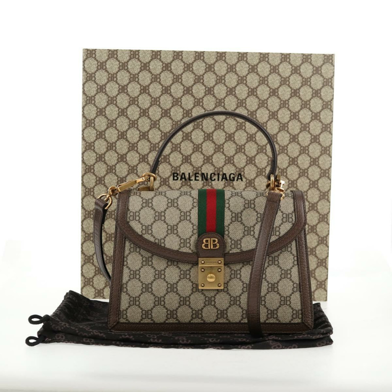 【日本直送】GUCCI Balenciaga 合作款 Web Sherry Line 包款 PVC 米色 680119 Auth135820SM-11