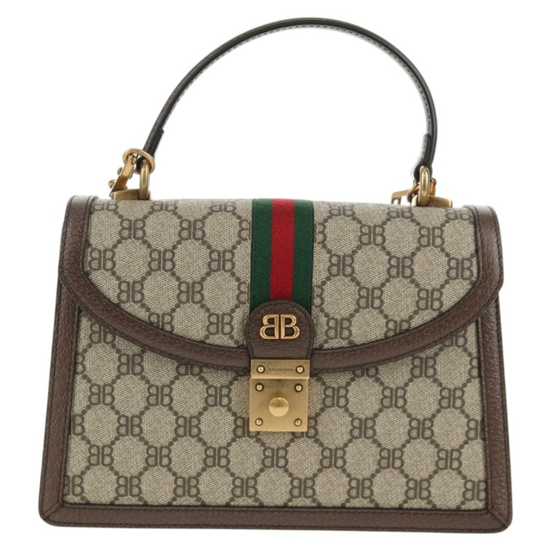 【日本直送】GUCCI Balenciaga 合作款 Web Sherry Line 包款 PVC 米色 680119 Auth135820SM-12