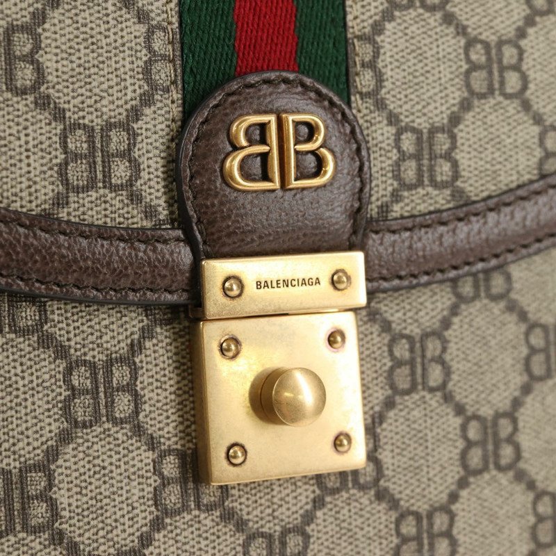【日本直送】GUCCI Balenciaga 合作款 Web Sherry Line 包款 PVC 米色 680119 Auth135820SM-19