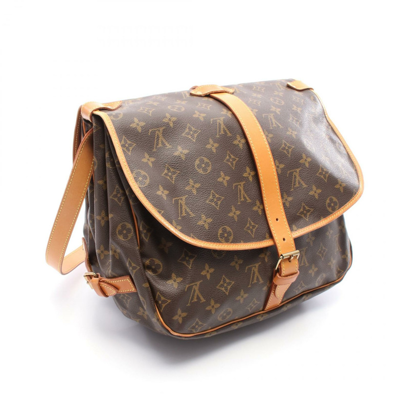 LOUIS VUITTON Saumur 35 單肩斜背包 M42254 Monogram 帆布 二手 女士-1