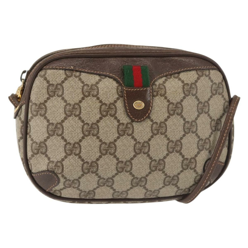 【日本直送】GUCCI GG Supreme Web Sherry Line 單肩包 PVC 米色金色紅色 正品 142847-0