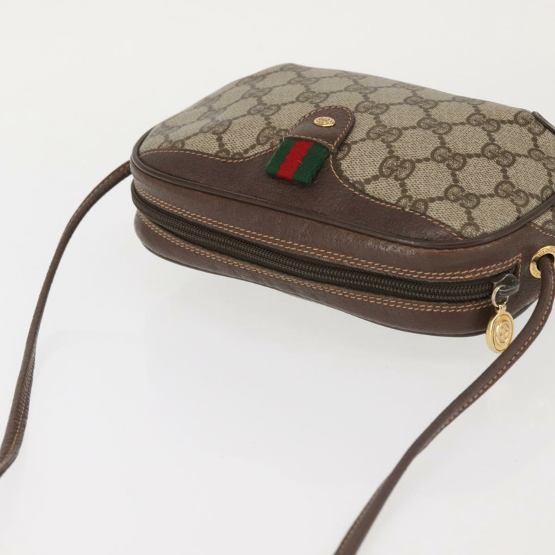 【日本直送】GUCCI GG Supreme Web Sherry Line 單肩包 PVC 米色金色紅色 正品 142847-5