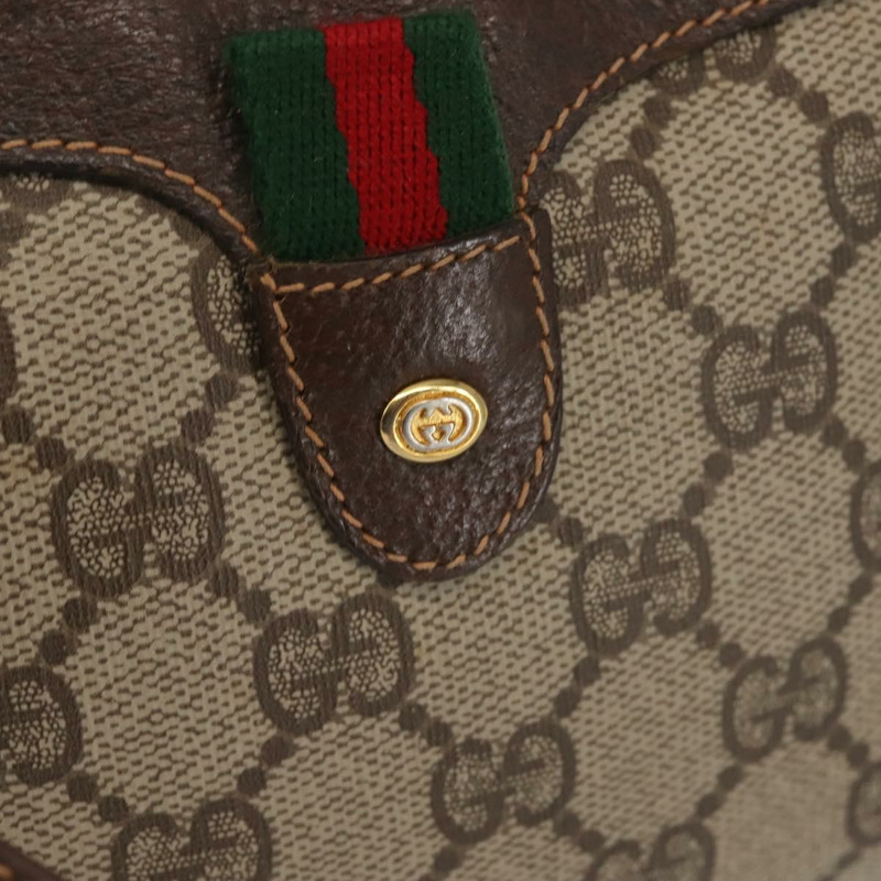 【日本直送】GUCCI GG Supreme Web Sherry Line 單肩包 PVC 米色金色紅色 正品 142847-16