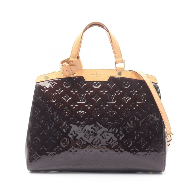 LOUIS VUITTON Brea GM 單肩托特包手提包 M91616 Vernis 皮革 Amarante 二手-0