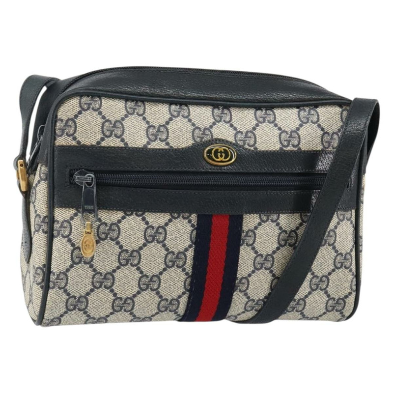 【日本直送】GUCCI GG Supreme Sherry Line 單肩包 PVC 海軍藍金色 68 02 004 正品 143204-0