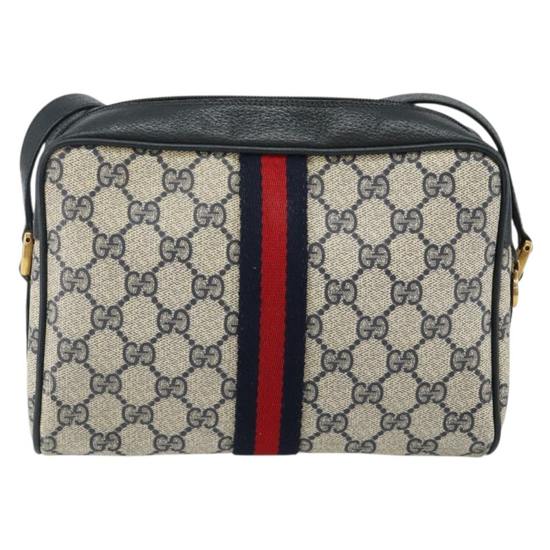 【日本直送】GUCCI GG Supreme Sherry Line 單肩包 PVC 海軍藍金色 68 02 004 正品 143204-1