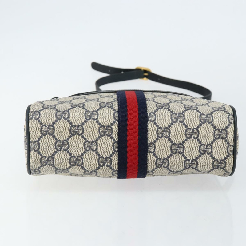 【日本直送】GUCCI GG Supreme Sherry Line 單肩包 PVC 海軍藍金色 68 02 004 正品 143204-4