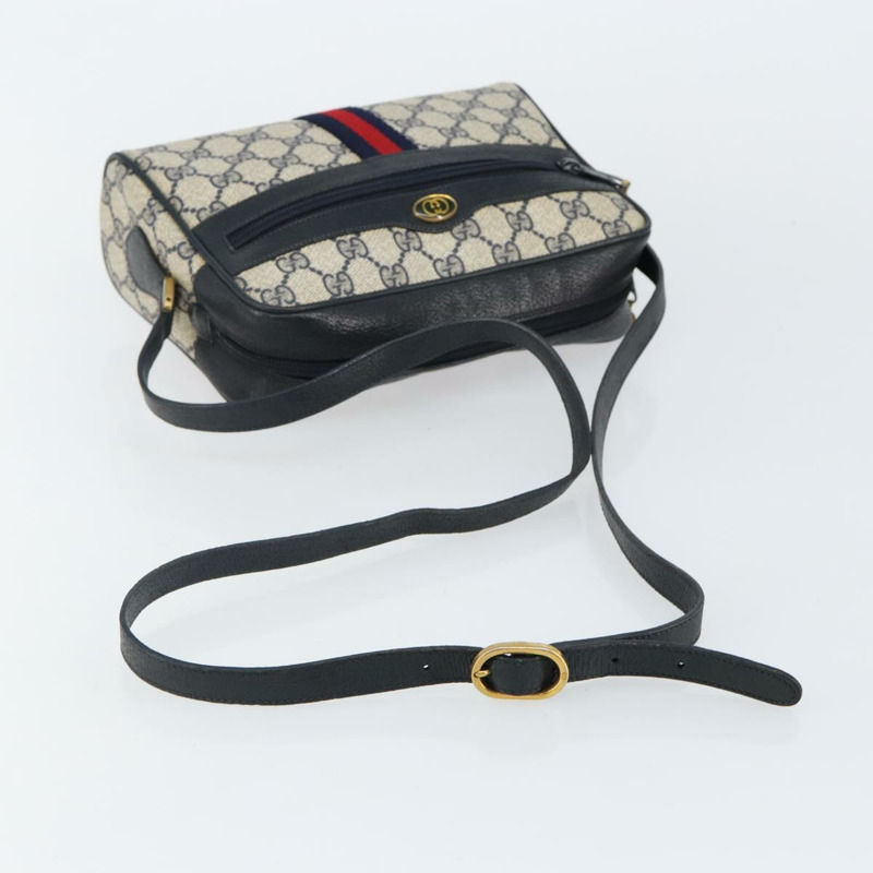 【日本直送】GUCCI GG Supreme Sherry Line 單肩包 PVC 海軍藍金色 68 02 004 正品 143204-6