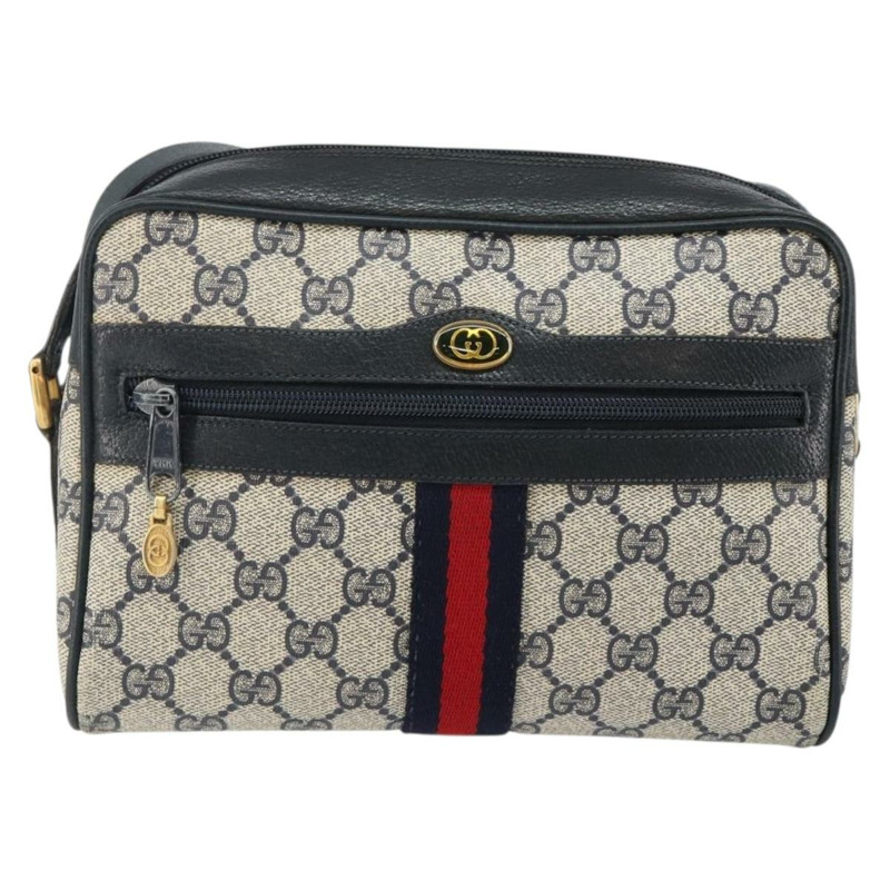 【日本直送】GUCCI GG Supreme Sherry Line 單肩包 PVC 海軍藍金色 68 02 004 正品 143204-12