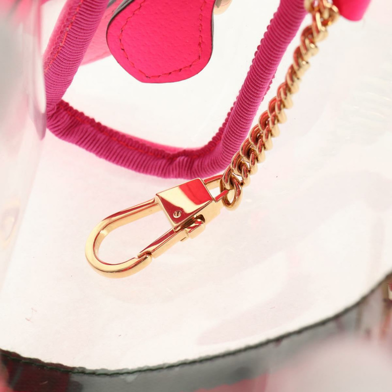 【日本直送】GUCCI Web Sherry Line 單肩包 乙烯基透明 粉紅金 517350 正品 143984V-9