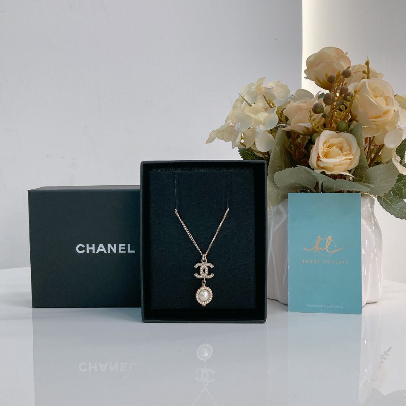 MS0347 Chanel 香奈兒 項鍊 水鑽 珍珠 CC Logo Circle Crystal with Pearl x LGHW Necklace-0