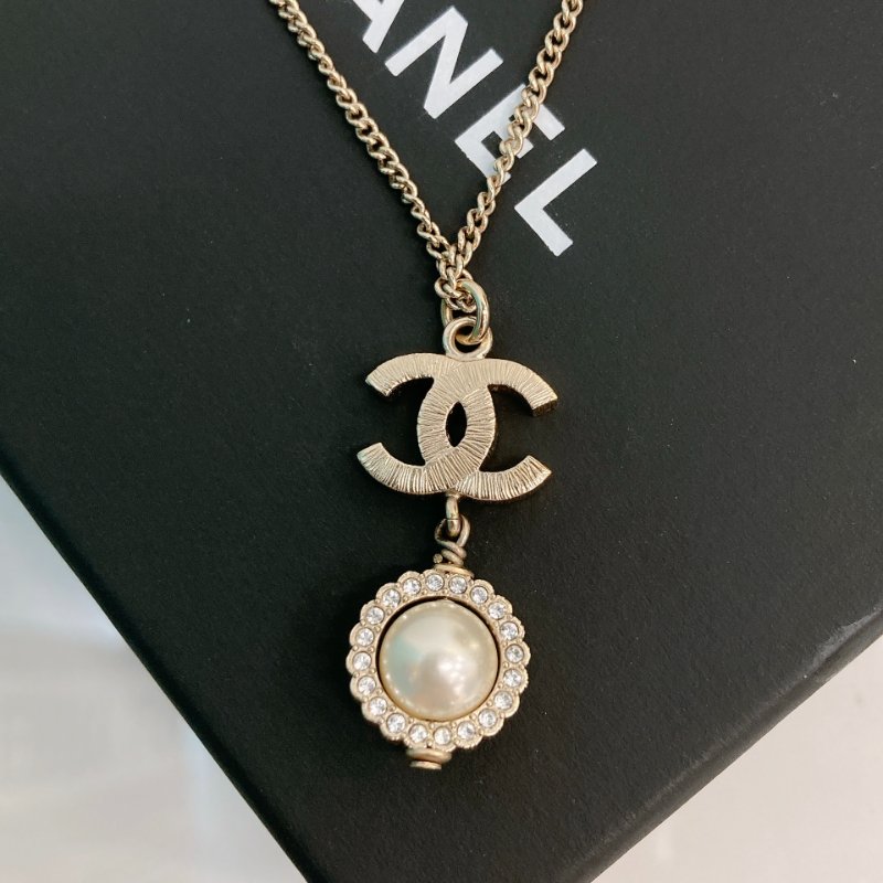 MS0347 Chanel 香奈兒 項鍊 水鑽 珍珠 CC Logo Circle Crystal with Pearl x LGHW Necklace-5
