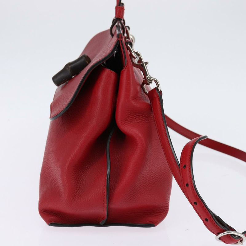 【日本直送】GUCCI 竹節日常手提包 皮革 2 款可選 紅色 銀色 392013 正品 BA6241-2