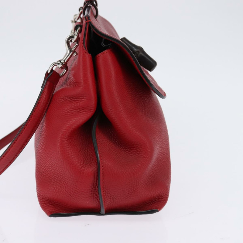【日本直送】GUCCI 竹節日常手提包 皮革 2 款可選 紅色 銀色 392013 正品 BA6241-3