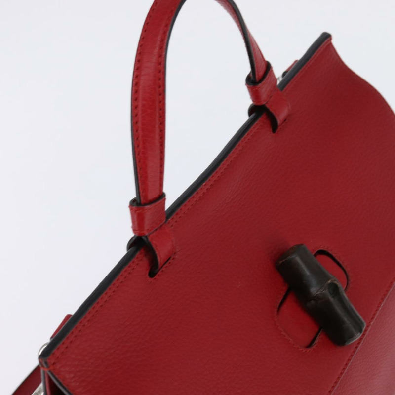 【日本直送】GUCCI 竹節日常手提包 皮革 2 款可選 紅色 銀色 392013 正品 BA6241-5