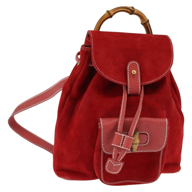 【日本直送】GUCCI 竹子背包 絨面革 紅金色 正品 BA6144-0