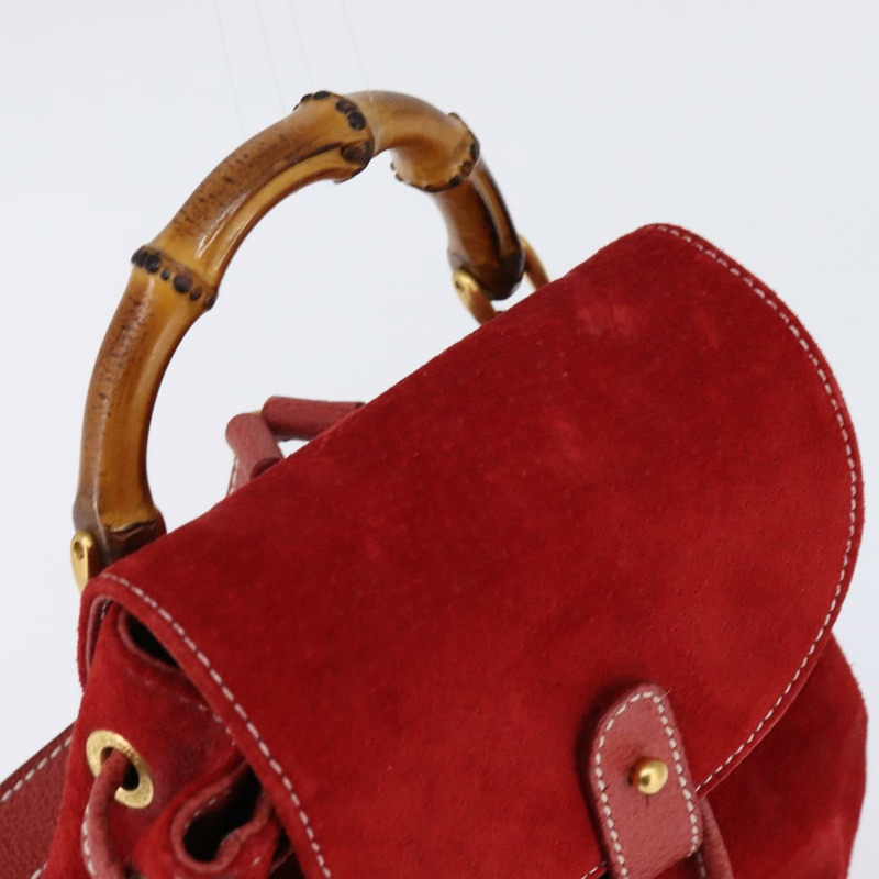 【日本直送】GUCCI 竹子背包 絨面革 紅金色 正品 BA6144-5