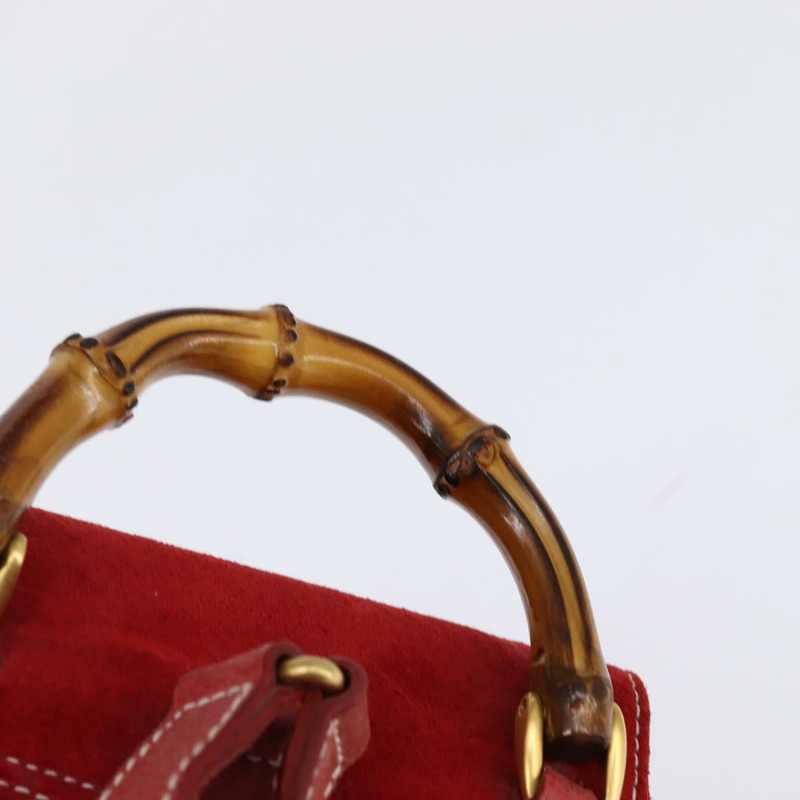 【日本直送】GUCCI 竹子背包 絨面革 紅金色 正品 BA6144-7
