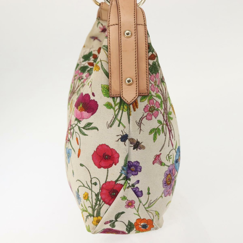 【日本直送】GUCCI 花朵手提包 帆布 米色金色 115867 正品 142543-2