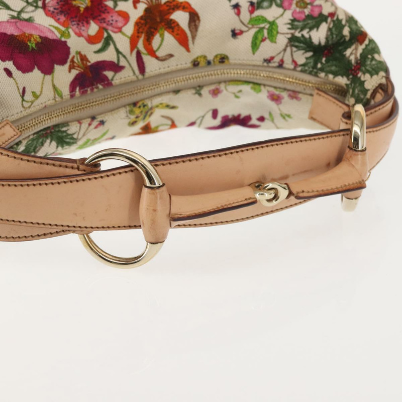 【日本直送】GUCCI 花朵手提包 帆布 米色金色 115867 正品 142543-6