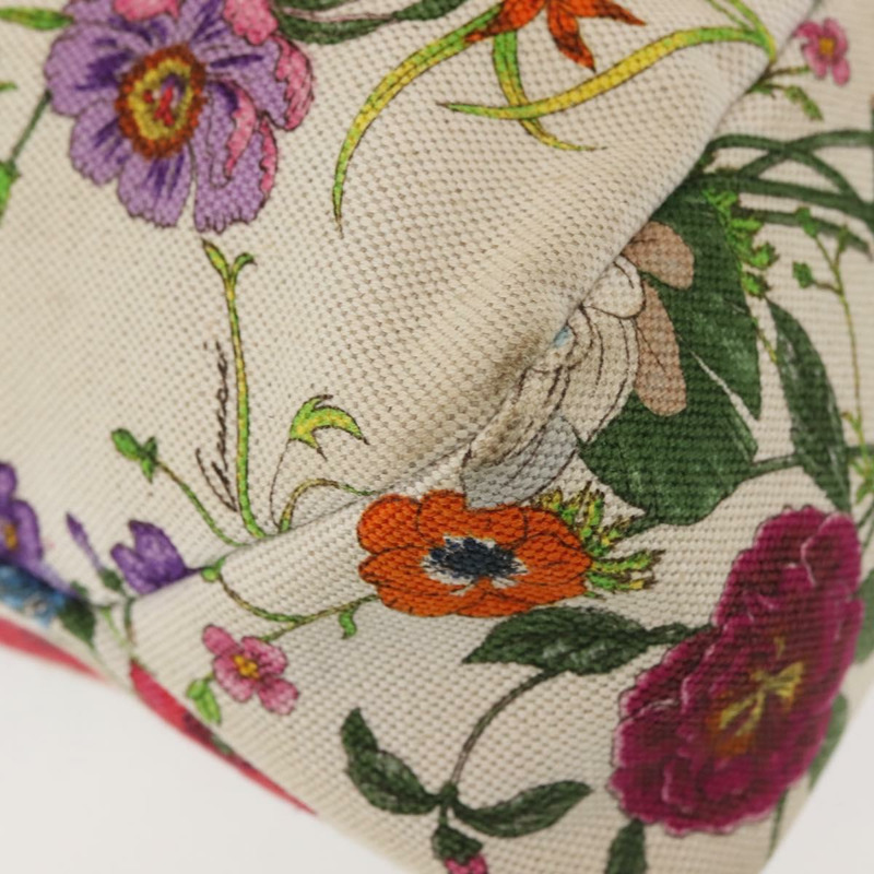 【日本直送】GUCCI 花朵手提包 帆布 米色金色 115867 正品 142543-8