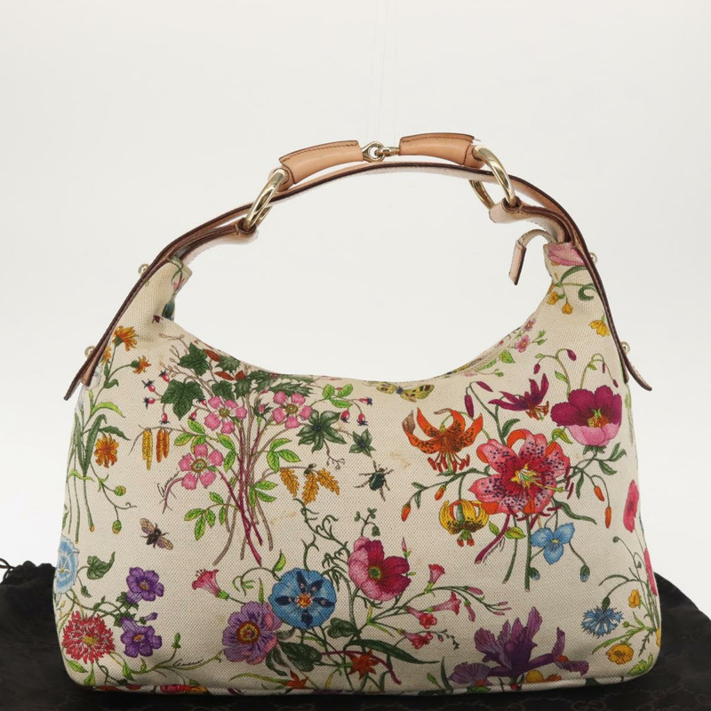 【日本直送】GUCCI 花朵手提包 帆布 米色金色 115867 正品 142543-11