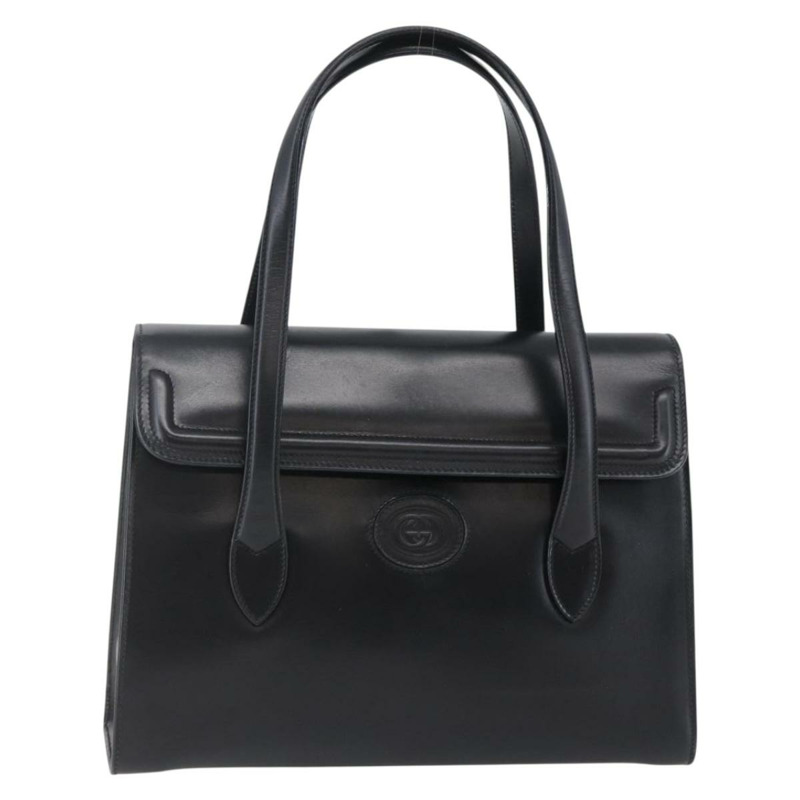 【日本直送】GUCCI 手提包 皮革 黑金色 000 46 0079 正品 BA6441-0