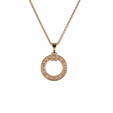 BVLGARI BVLGARI 單鑽鏤空大圓餅項鍊 18K玫瑰金/鑽石 項鍊 玫瑰金 鑽石/18K