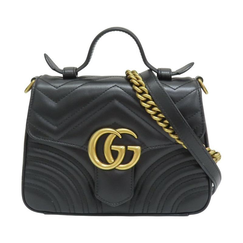 黑色 牛皮 山形紋 GG Marmont 肩背包 547260【GUCCI 古馳】 547260-0