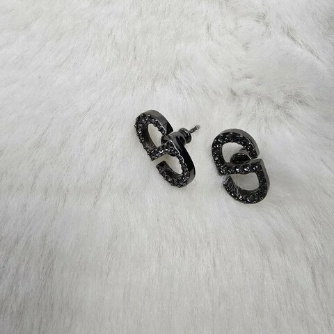 Dior 銀灰耳釘