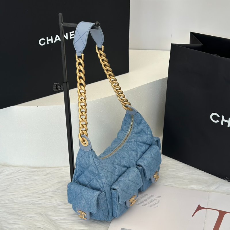 CHANEL 25C Hobo嬉皮包 - 小號淺牛仔金-2
