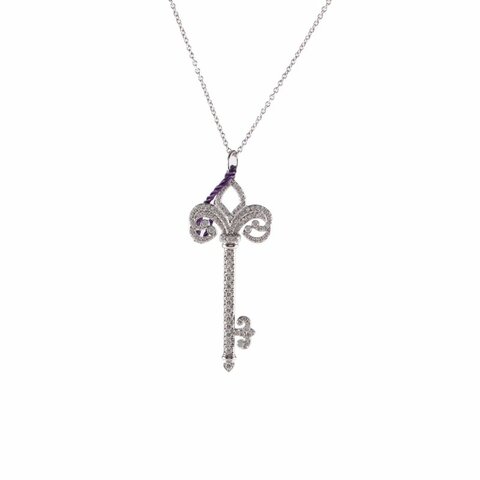 18K白金 鑽石 pt950 白金 Tiffany Keys Tiffany Keys 鸢尾花鑰匙項鏈 中號 3.8cm 滿鑽 18K//18K白金 鑽石 pt950 白金 Tiffany Keys Tiffany Keys …